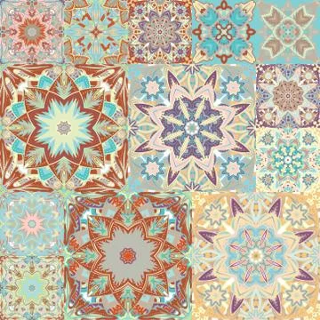 Seamless vector pattern. Patchwork. in arabic style. Abstract illustration Stock Illustration