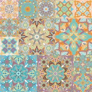 Seamless vector pattern. Patchwork. in arabic style. Abstract illustration Illustrazione stock