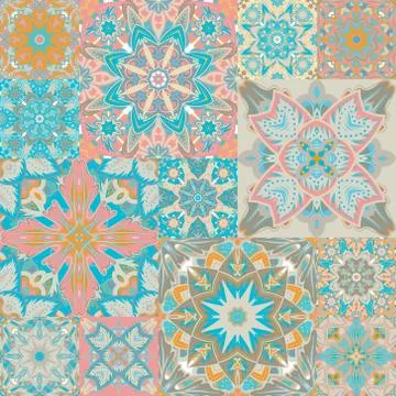 Seamless vector pattern. Patchwork. in arabic style. Abstract illustration Stock Illustration