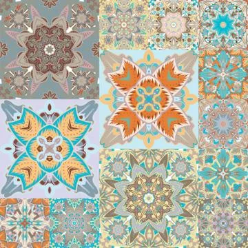 Seamless vector pattern. Patchwork. in arabic style. Abstract illustration Stock Illustration