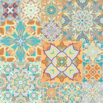 Seamless vector pattern. Patchwork. in arabic style. Abstract illustration Stock Illustration