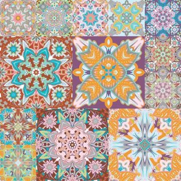 Seamless vector pattern. Patchwork. in arabic style. Abstract illustration Stock Illustration