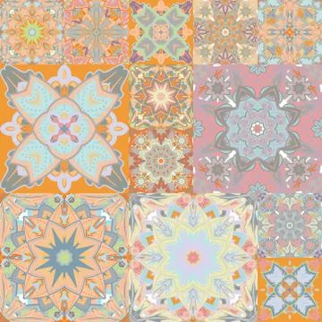 Seamless vector pattern. Patchwork. in arabic style. Abstract illustration Illustrazione stock