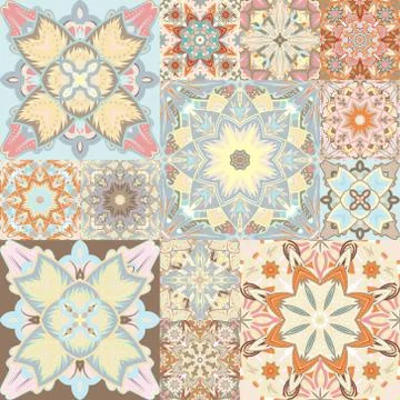 Seamless vector pattern. Patchwork. in arabic style. Abstract illustration Stock Illustration