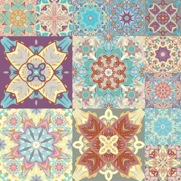 Seamless vector pattern. Patchwork. in arabic style. Abstract illustration 스톡 일러스트