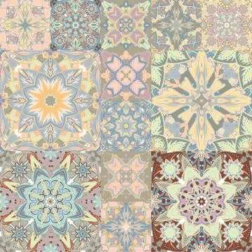 Seamless vector pattern. Patchwork. in arabic style. Abstract illustration Stock Illustration