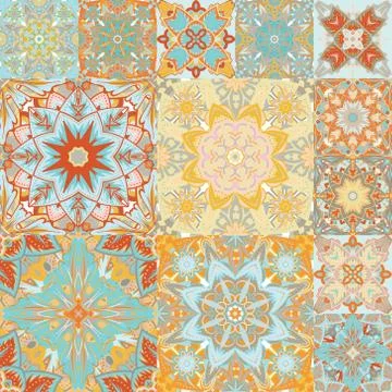 Seamless vector pattern. Patchwork. in arabic style. Abstract illustration Stock Illustration