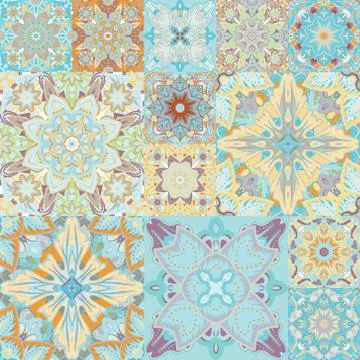 Seamless vector pattern. Patchwork. in arabic style. Abstract illustration Stock Illustration