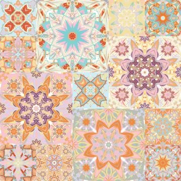 Seamless vector pattern. Patchwork. in arabic style. Abstract illustration 库存插图