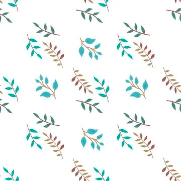 Seamless vector pattern. Pattern of colored twigs on a white background. Stock Illustration