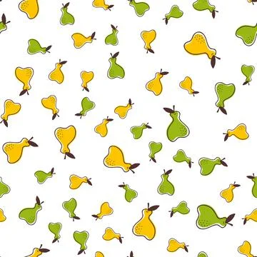Seamless vector pattern with pear. Colored pattern on white background Stock Illustration
