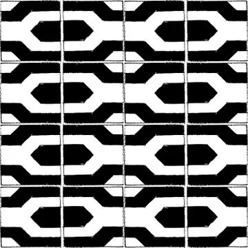 Seamless vector pattern with pencil style in black and white square tiles Illustrazione stock