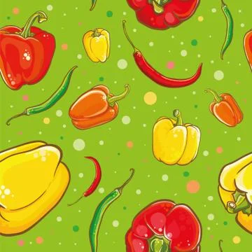 Seamless vector pattern with peppers Stock Illustration