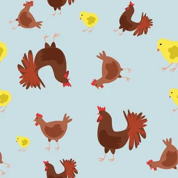 Seamless vector pattern with pet birds on a blue background. Stock Illustration