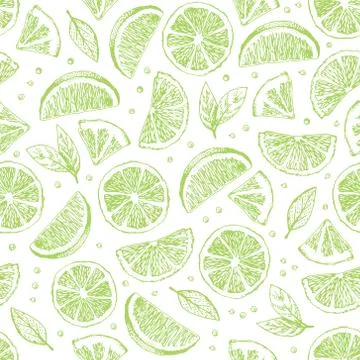 Seamless vector pattern with pieses of lime Stock Illustration