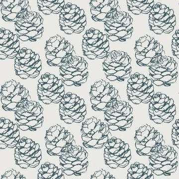 Seamless vector pattern from pine cones. Pattern for wrapping, textile print. Stock Illustration