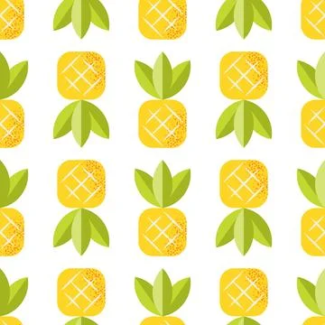Seamless vector pattern with pineapple on backdrop Stock Illustration