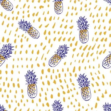 Seamless vector pattern with pineapple Stock Illustration