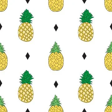 Seamless vector pattern with pineapples Stock Illustration