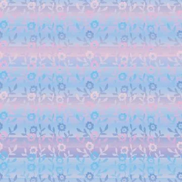 Seamless vector pattern with pink and blue gradient florals Stock Illustration