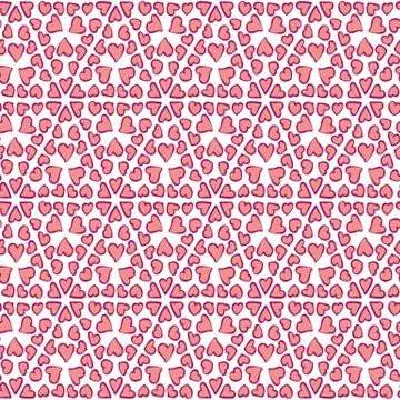 Seamless vector pattern with pink hearts ornament on a white background 스톡 일러스트