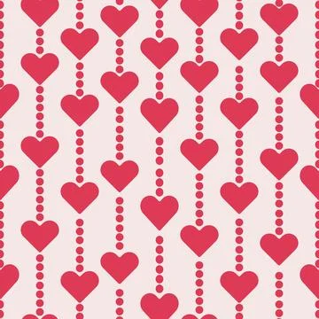 Seamless vector pattern with pink hearts and bead strings イラスト素材