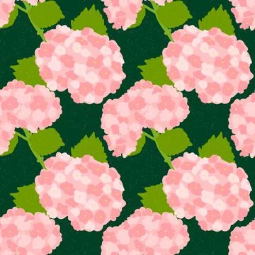 Seamless vector pattern pink hydrangea Stock Illustration