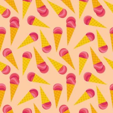 Seamless vector pattern with pink ice cream scoops Stock-Illustration