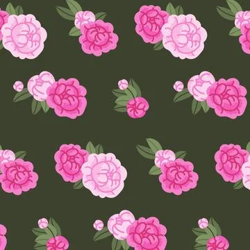 Seamless vector pattern with pink peonies Stock Illustration
