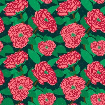 Seamless vector pattern pink roses Stock Illustration