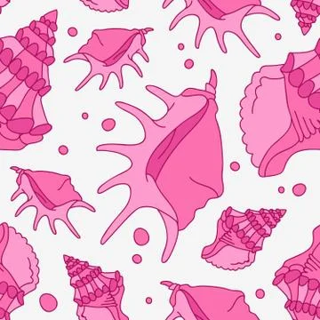 Seamless vector pattern of pink seashells Illustrazione stock