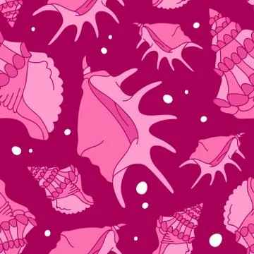 Seamless vector pattern of pink shells 스톡 일러스트
