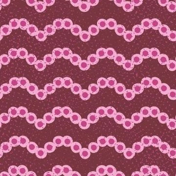 Seamless vector pattern with pink zigzag shaped string of beads Stock Illustration