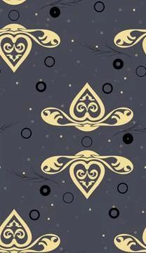 Seamless vector pattern of plant forms of yellowish tone, small elements, twi Stock Illustration