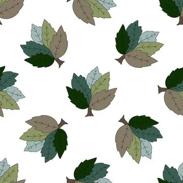Seamless vector pattern with plant leaves. Illustrazione stock