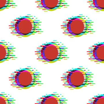 Seamless vector pattern with polka dot and glitch Stock Illustration