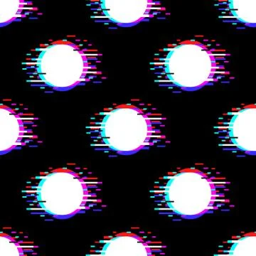 Seamless vector pattern with polka dot and glitch 스톡 일러스트
