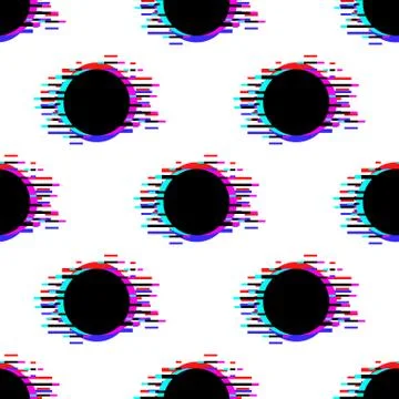 Seamless vector pattern with polka dot and glitch Stock Illustration