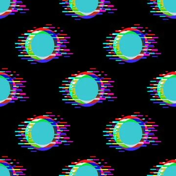 Seamless vector pattern with polka dot and glitch Stock Illustration