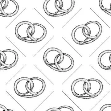 Seamless vector pattern with pretzels. Stock Illustration