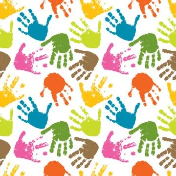 Seamless vector pattern of prints of hands Stock Illustration