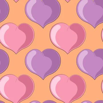 Seamless vector pattern with purple and pink heart Stock Illustration