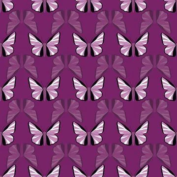 Seamless vector pattern with purple butterfly design Stock Illustration