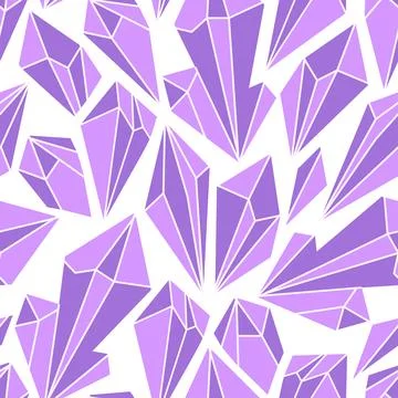Seamless vector pattern with purple crystals. Beautiful flat illustration. Stock Illustration