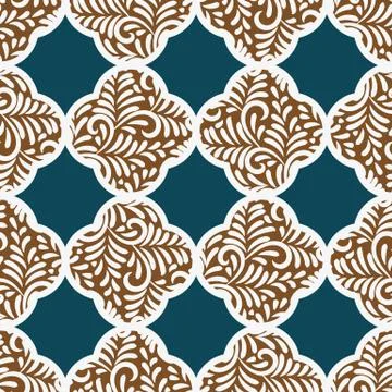 Seamless vector pattern with quatrefoil gingerbread cookies Stock Illustration