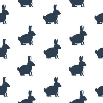 Seamless vector pattern with rabbits. Stock Illustration