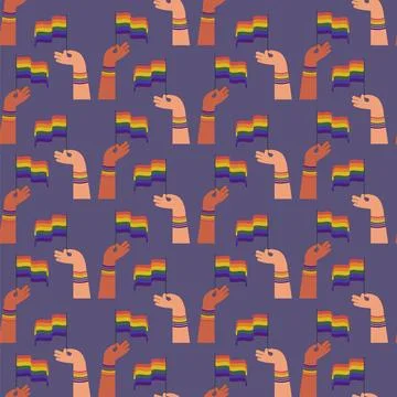 Seamless vector pattern with rainbow flags. Pride lgbt flag colorful illust.. Stock Illustration