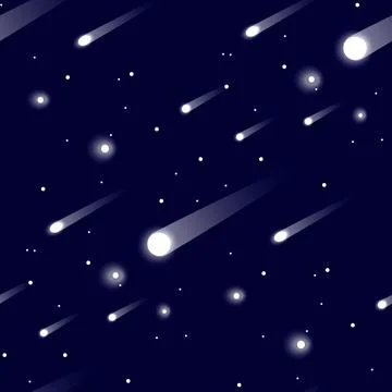 Seamless vector pattern with Realistic falling meteorites. Falling stars. met Stock Illustration