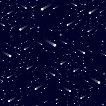 Seamless vector pattern with Realistic falling meteorites. Falling stars. met Illustrazione stock