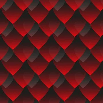 Seamless vector pattern of red and gray gradient hearts on a dark background Stock Illustration